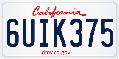 CA license plate 6UIK375