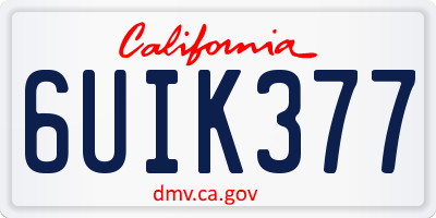CA license plate 6UIK377