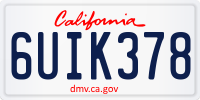 CA license plate 6UIK378
