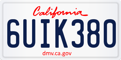 CA license plate 6UIK380