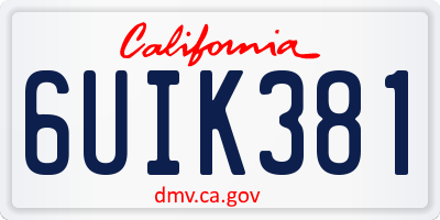 CA license plate 6UIK381