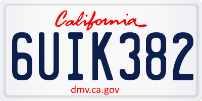 CA license plate 6UIK382