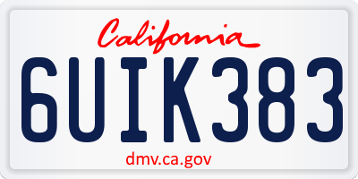 CA license plate 6UIK383