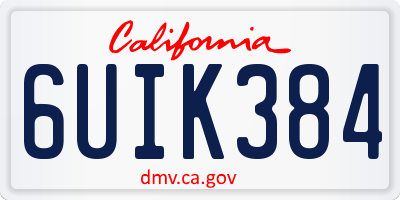 CA license plate 6UIK384