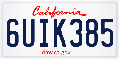 CA license plate 6UIK385