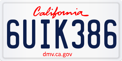 CA license plate 6UIK386