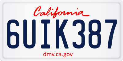 CA license plate 6UIK387