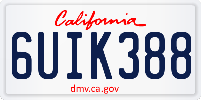 CA license plate 6UIK388