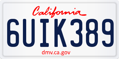 CA license plate 6UIK389