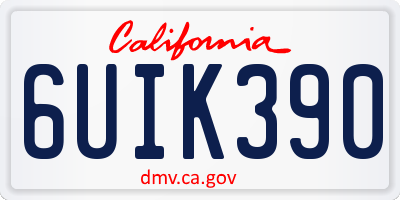 CA license plate 6UIK390