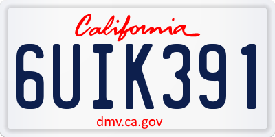 CA license plate 6UIK391