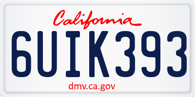 CA license plate 6UIK393