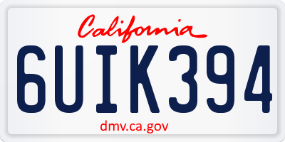CA license plate 6UIK394