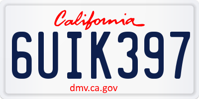 CA license plate 6UIK397