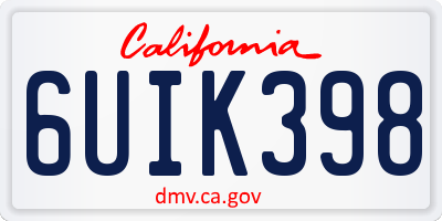 CA license plate 6UIK398