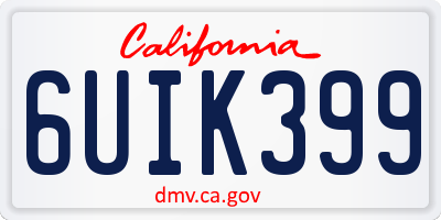 CA license plate 6UIK399
