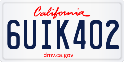 CA license plate 6UIK402