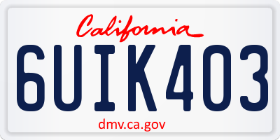 CA license plate 6UIK403