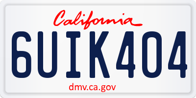 CA license plate 6UIK404