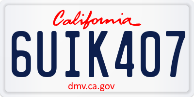 CA license plate 6UIK407