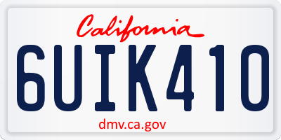 CA license plate 6UIK410