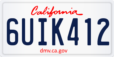 CA license plate 6UIK412