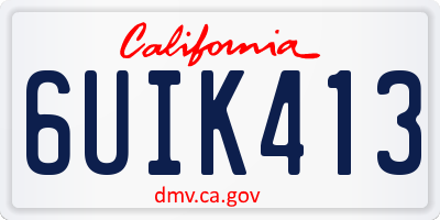 CA license plate 6UIK413