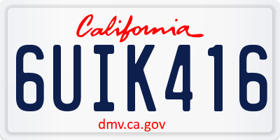 CA license plate 6UIK416