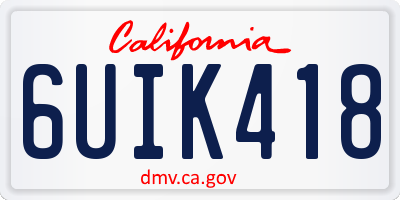 CA license plate 6UIK418