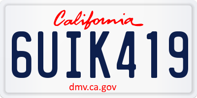 CA license plate 6UIK419
