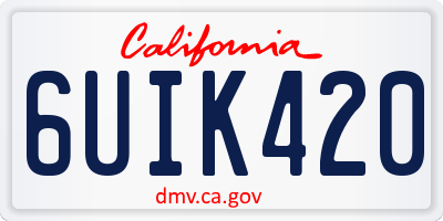 CA license plate 6UIK420