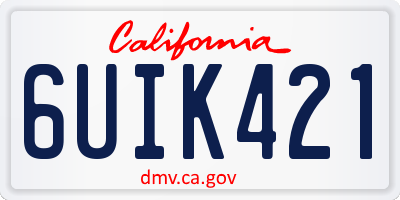 CA license plate 6UIK421