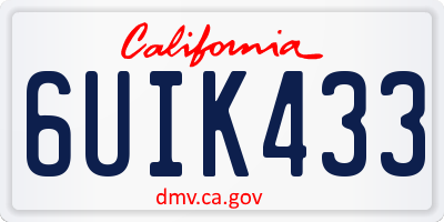 CA license plate 6UIK433