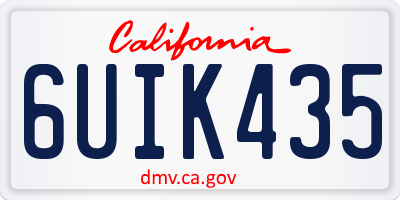 CA license plate 6UIK435
