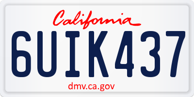 CA license plate 6UIK437