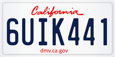 CA license plate 6UIK441