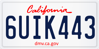 CA license plate 6UIK443