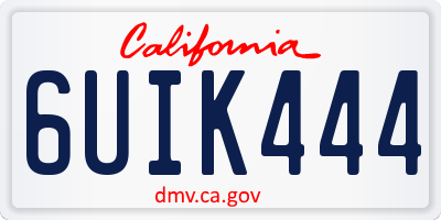 CA license plate 6UIK444
