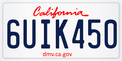 CA license plate 6UIK450