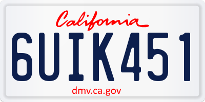 CA license plate 6UIK451