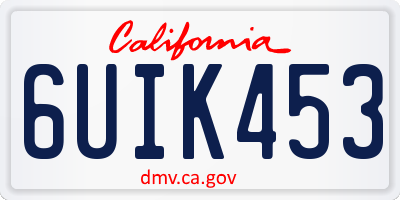 CA license plate 6UIK453