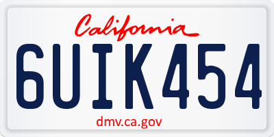 CA license plate 6UIK454