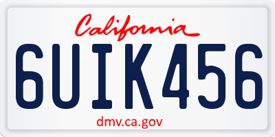 CA license plate 6UIK456