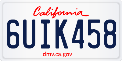 CA license plate 6UIK458