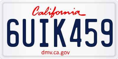 CA license plate 6UIK459