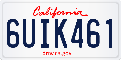 CA license plate 6UIK461