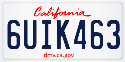 CA license plate 6UIK463