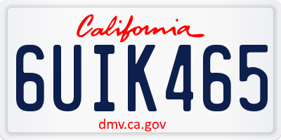 CA license plate 6UIK465