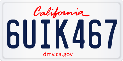 CA license plate 6UIK467