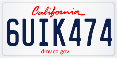 CA license plate 6UIK474